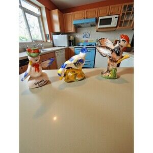 Vintage Anthropomorphic Birds Japan Figurine Lot Duck Bonnet Going South 1950s